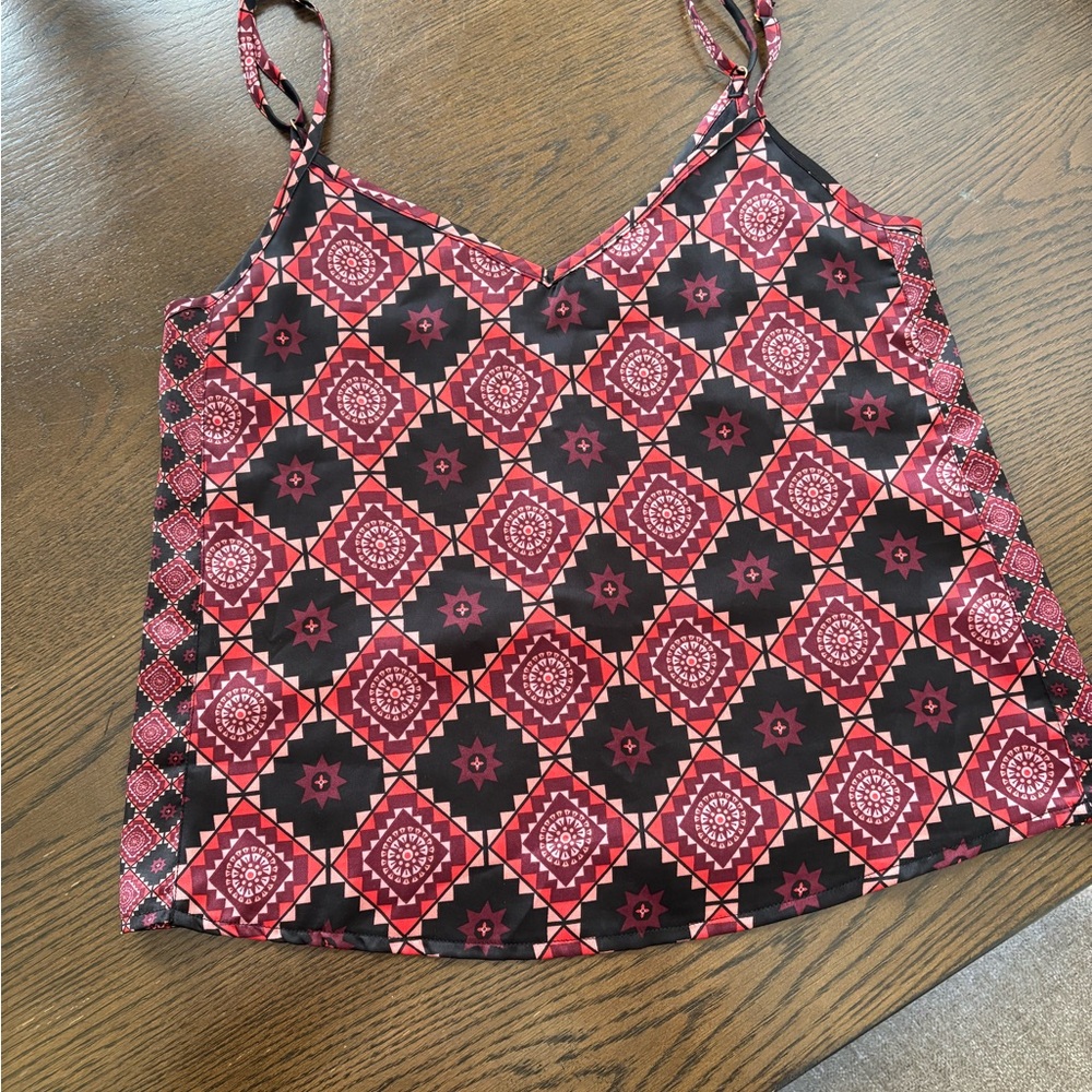 Sam Edelman Red and Black Geometric Camisole